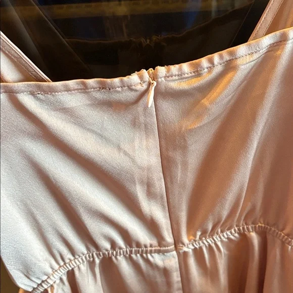 Boohoo Champagne Satin Frill Skirt Wrap Skater Dress Size 6 - Picture 6 of 7